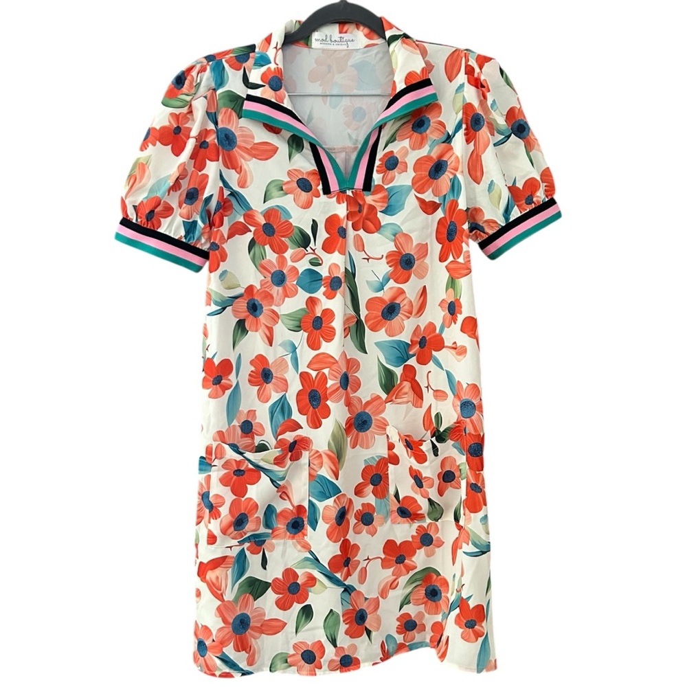 Mod Boutique Floral Puff Sleeve Dress size small